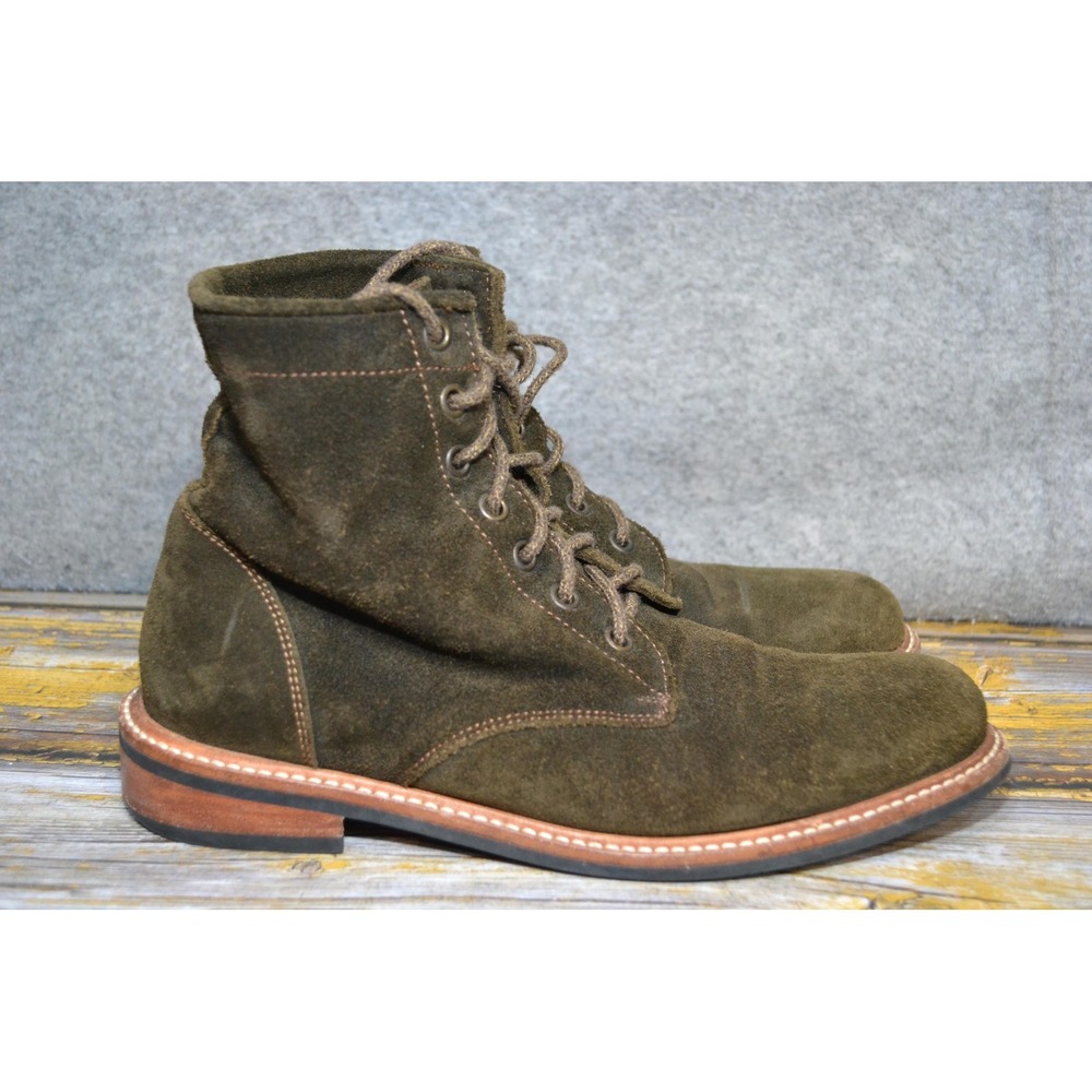 Nisolo Boots Mens 8 Olive Green Suede Leather Combat Lace Up Ankle Casual Mexico